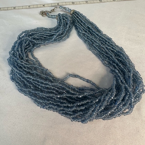 Ice blue multi strand seed bead necklace - Picture 4 of 4